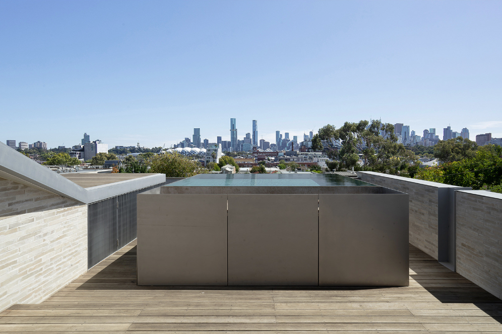 Stainless steel rooftop pool